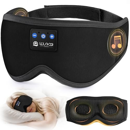 LOVE EYE Bluetooth Schlafmaske für Seitenschläfer, ultraflache Kopfhörer | Premium-Baumwollstoff | Tiefe 3D-Augenmulden | Seitenschläfer geeignet | Hochwertiger Klang | Waschbar | 16 Std. Akkulaufzeit
