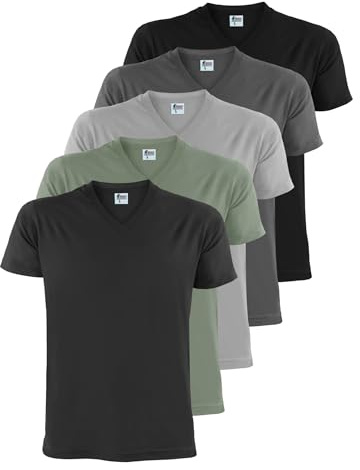 ALPIDEX Camiseta Manga Corta Hombre Pack 5 Cuello Pico V Algodón Storm XL