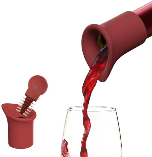 Nearockle 2025 Tapón reutilizable para botellas de vino con pico de pato, cierre universal para champán, regalo para amantes del vino (2 unidades, rojo)