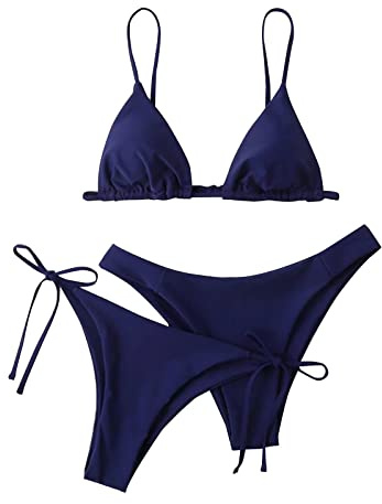 Bikinis Mujer 2025 Push Up Brasileño Bikini Talla Grande Reductor Dos Piezas Verano Trajes De Baño Mujer Tanga Familiar con Relleno Deportivo Fatos De Banho Mulher Marina de Guerra L