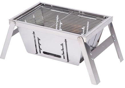 PPLDABNK Edelstahl Grill, Faltbares und UltradüNnes Design füR Einfachen Transport und Bequeme Lagerung. Ideal füR Grillabende Im Garten Camping Picknicks und Kochen Im Freien Unterwegs,42cm
