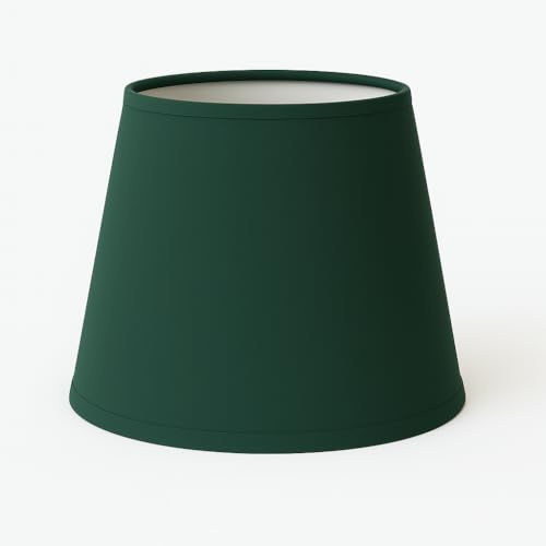 30 cm Lampenschirm, Kegel, Baumwollstoff mit weißer PVC-Rückseite, handgefertigtes Produkt, für Tischlampe, Stehlampe (Dunkelgrün)