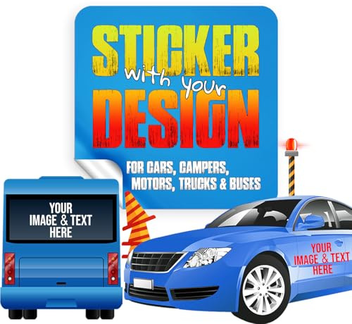 lepni.me Adesivi auto con design personalizzato | Cartello personalizzato con foto, nome, numeri e testo divertente | Sticker in vinile su misura per auto e camper