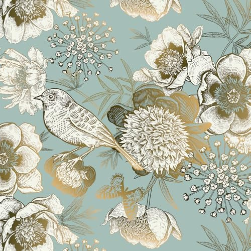 VaryPaper Blumentapete Gold Retro Tapeten Vogel 44.5cmx800cm
