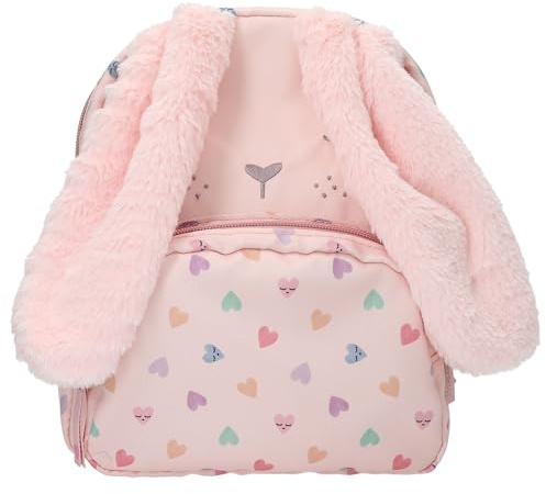 Depesche 13726 Princess Mimi Party: Mochila Rosa con Cara de Conejo, Orejas de Peluche y Estampado de Corazones, Bolsa con Correas Ajustables