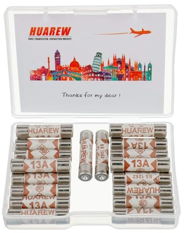 HUAREW 20 Pcs 13A 240V 6.3x25 mm BS1362 0.248x0.984 Inch Ceramic Tube Fuses