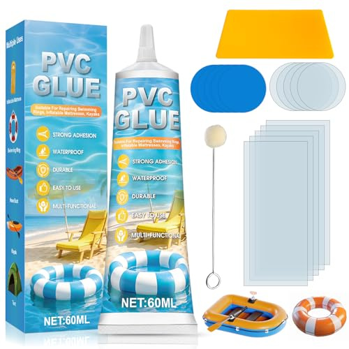 NoxGule 60ml Parches Piscina, Kit de Reparación de Piscinas Impermeable, Kit de Reparación de PVC, Transparente, Duradero, Revestimientos de Piscinas, Kayaks, Botes Inflables-03