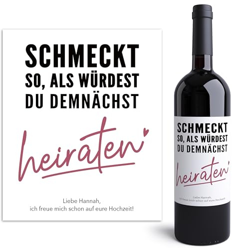Verlobungsgeschenk Weinetiketten personalisiert Geschenk zur Verlobung Hochzeitsplanung Flaschenetiketten Wein Etiketten selbstklebend 2 Stk. | 10x12 cm
