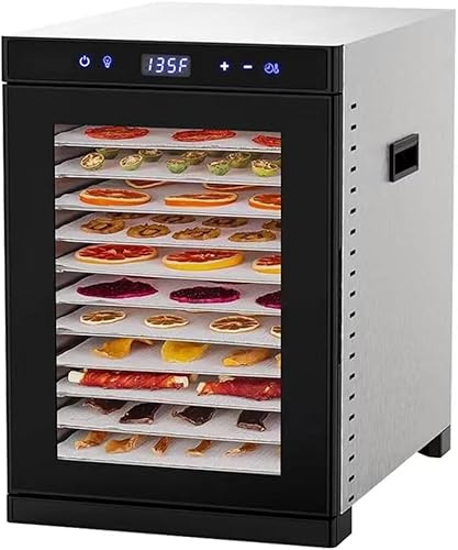 FHRKA Déshydrateur Alimentaire en Acier Inoxydable, déshydrateur Professionnel pour Fruits et légumes avec Panneau Tactile LED et fenêtre Transparente, pour Viande, légumes et Fruits