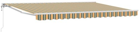 HFXHIJXQ Toldo de brazo articulado, 4,5 x 3 m, extensible, con mando a distancia y manivela, toldo semicasete, protección solar para jardín, terraza, balcón, verde, amarillo, marco blanco