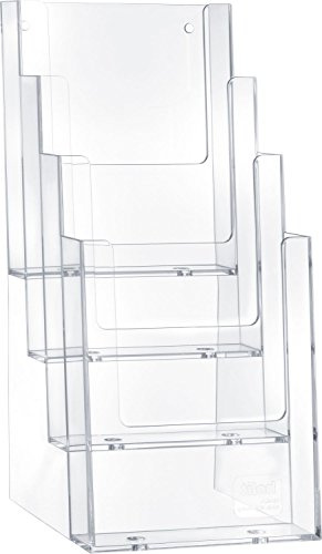 Helit H2352002 - Porta brochure da tavolo the helpdesk 4 x formato DIN C6, Trasparente