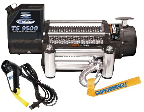 Superwinch Treuil Tiger Shark 9,5, 12 VDC 1595200, capacité de 4 309,1/4,309 kg, avec Guide-câble à Galet