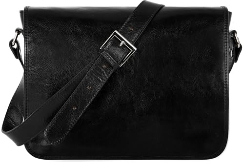 Time Resistance Leder Umhängetasche Herren - Messenger Bags - Arbeitstasche Herren - Elegante Aktentasche - Ledertasche - Herren Tasche