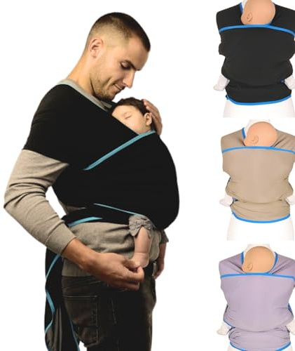 Wuti Wrap elastisches Tragetuch, Tragetasche, Stilltuch für unterwegs, einfach zu binden, trocknet schnell nach Dusche oder Schwimmbad für Neugeborene ab Geburt lila