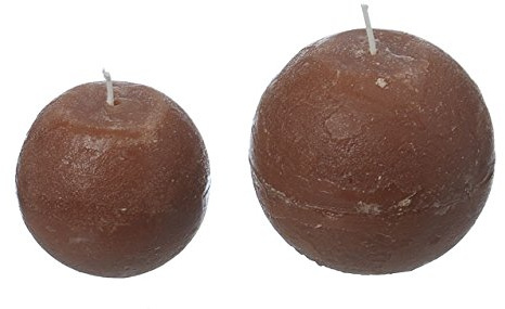 Bella-Vita GmbH 2 x hochwertige Kugelkerzen Rustic aus Wachs Hellbraun D8cm Wachskerze Kerze