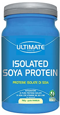 Ultimate Italia Isolated Soya Protein – Proteine 100% Vegetali – Ideale per Vegani e Intolleranti al Lattosio Gusto Vaniglia - 750g
