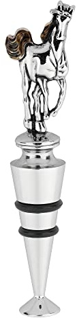 Supreme Housewares Horse-Shaped Zinc Alloy Wine Bottle Stopper - Reusable Beverage Preserver for Wine, Champagne, and Sparkling Drinks - Silver and Brown, 4.75 Inch Tall