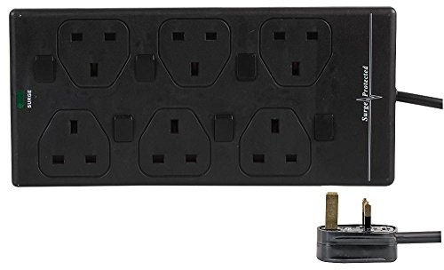 Pro Elec PELB1946 10 m 6 Way Individually Switched Surge Protected Extension Lead, Black