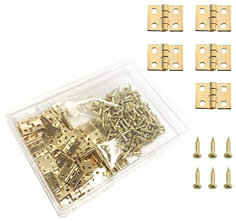 Juland 50 Stücke Mini Pure Copper Scharniere Retro Messingscharniere mit 200 Stück Nägel für Holzkiste Schmuck-Box Kabinett DIY Zubehör (10 x 8 mm / 0,4 x 0,3 Zoll)