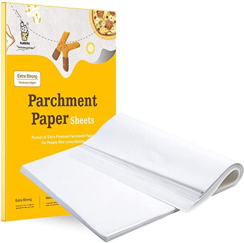 Katbite Baking Paper Heavy Duty 200 PCS, 9 x 13 Inchs (23x33cm) Greaseproof Paper Sheets, Non Stick Parchment Paper Sheets for Baking, Cooking, Freezing, for Oven, Kitchen, Steamer, Freezer, Pastry