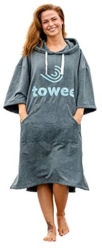 Towee Poncho de Surf, Peignoir à Capuche pour Adulte, Serviette de Surf Changeante (Bleu, 70,1 x 100,1 cm)