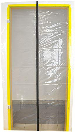 Scorprotect® Film transparent pour porte anti-poussière 210 cm x 110 cm avec fermeture éclair centrale