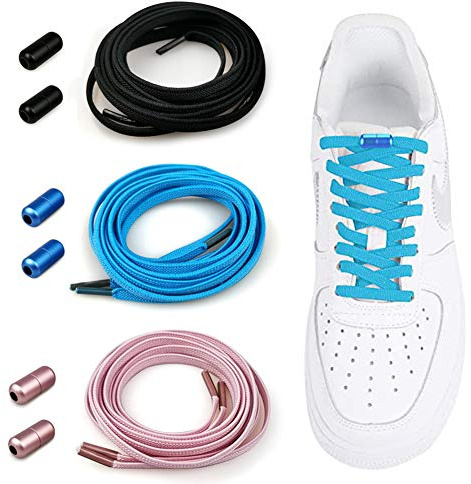 Cordones Elásticos Sin Nudo para Hombres Mujeres Niños | Cordones de Zapatos/Cordones Zapatillas Deporte Cordones Elásticos de Goma con Hebilla Metal [No es Necesario Atar los Cordones de los Zapatos]