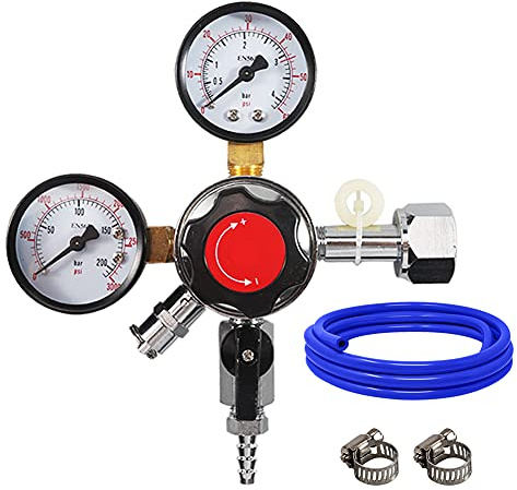 CO2-Regler Bierfass-Druckminderer CGA320 Dual Gauge CO2-Regler mit Biergasleitung für CO2-Tank, Heimbrauen, Bierfasssystem von PERA