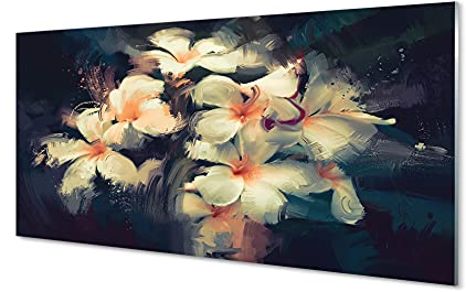 Tulup Glasbild - 100x50cm Wandbild Gemälde Dekorative für Wohnzimmer Schlafzimmer - Bild von Blumen