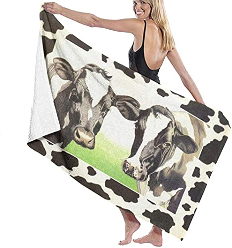 Toalla De Playa Microfibra,Ganado Lechero Lechero Vaca Verde Pastizales Blanco Negro Toalla De Playa Ligera Viajes Familiares En Hoteles Natación Deportes De Fitness
