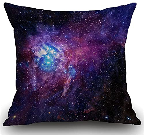 Smooffly Kissenbezug mit Galaxie-Muster, dekorativ, Leinen, quadratisch, doppelseitig, bedruckt, für Zuhause, Büro, Sofa, Couch, Auto, Garten, 45 x 45 cm
