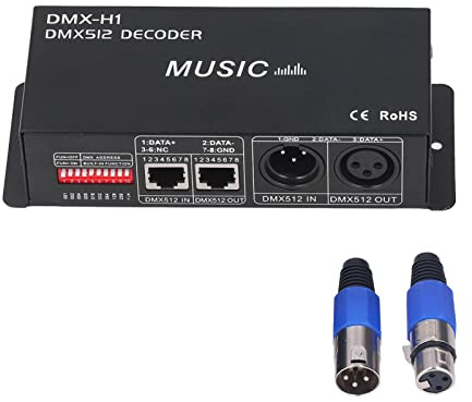 DMX 512 LED-Decoder-Controller, 4-Kanal-Treiber RGBW LED-Streifenlicht DC12V-24V mit Englischem Benutzerhandbuch Zum Einstellen der Lichtfarbe(8A pro Kanal)