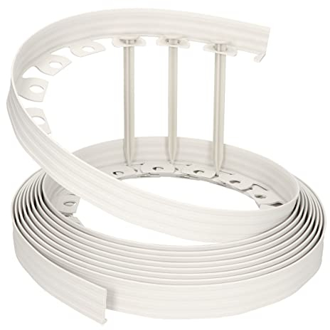 GARDENIX Borde de césped de plástico Flexible LineBORDER, 20 Anclajes de Suelo, Longitud 10 m, Altura 4 cm, Gris Claro