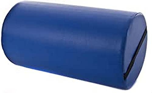 QUIRUMED Cuscino a rullo, 55 x 25 cm, colore blu, similpelle, imbottitura in schiuma, per yoga, fitness, massaggio