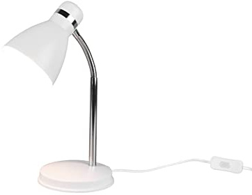 Retro Schwanenhals Schreibtischlampe Weiß & Chrom Höhe 33cm