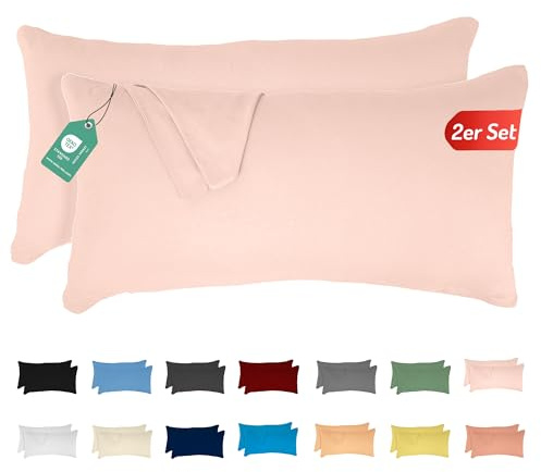 Livessa 2er Set Kissenbezug 40x60 cm - Verdeckter Reißverschluss an der Langen Seite, Kopfkissenbezug aus%100 Baumwolle Jersey Stoff, Ultra weich und atmungsaktiv, Oeko-Tex Zertifiziert