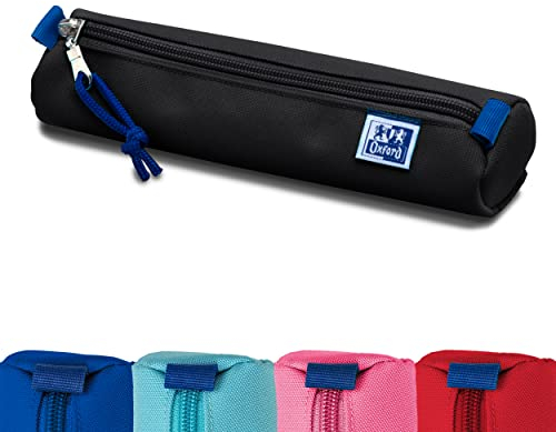 Oxford Federmäppchen für Mädchen und Jungen, Ø 4 cm rund, Stifte-Etui, langlebig, schwarz