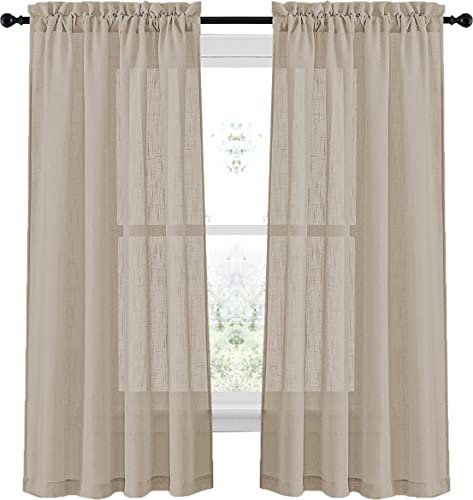 COPPIA TENDE BOUCLÈ EFFETTO LINO TINTA UNITA SEMITRASPARENTE CON PASSANTE (60x240 cm, TORTORA)
