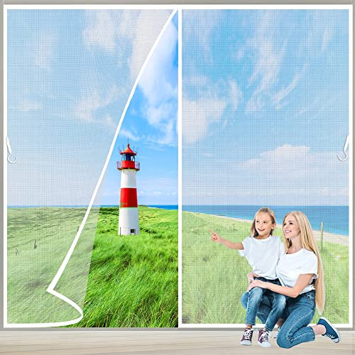 Moustiquaire Porte Fenetre Aimantée Magnetique 70x210 cm Rideaux Toile Insect Ecran, Rideaux Anti Mouches pour Porte, Magnétique Moustique Sans Perçage, 2023-Version Blanc