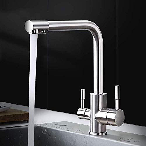 Mitigeur Double Commande Eau Chaude et Froide Robinet Lavabo Cuisine Rotatif En Acier Inoxydable Robinet It's so kind of you