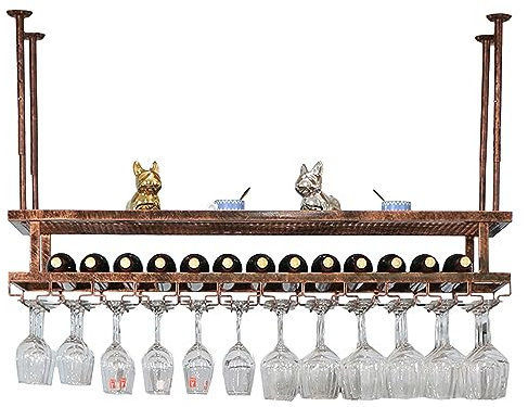 SAGIDAR Metall Hängende Weinglashalter, Decke Weinregale Lagerung, Höhe Einstellbar 35-52cm, Wein-Aufbewahrung Stielgläserregal, 60cm-200cm, Mehrschichtspeicher, Nicht Leicht Zu Beschädigen