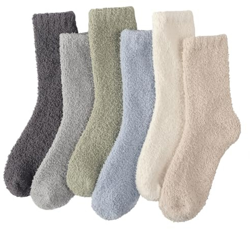 Blu Ninfee Fluffy Bed Socks Womens 4-7, Ladies Fuzzy Cosy Socks for Women