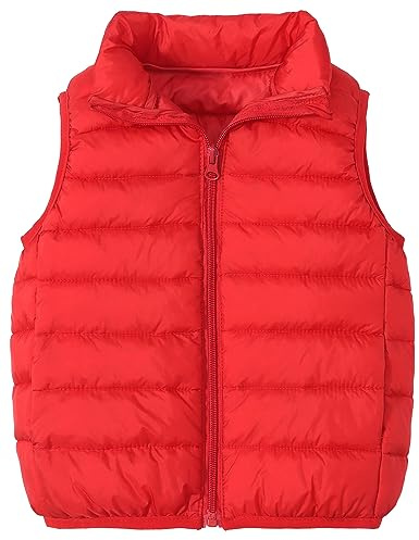 AIEOE Gilet en Duvet Sans Manches Avec Poches Coupe-Vent pour Enfants Fille Garçon Léger Convient pour 3-10 Ans
