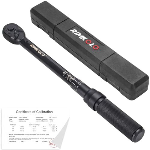 RIMKOLO Juego de llaves dinamométricas de clic de 1/2 pulgada, llave dinamométrica de bicicleta de doble dirección de 72 dientes con hebilla (10-150 pies-libras/13.6-203.3 Nm)