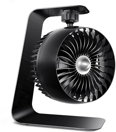 Koonie Ventilador de escritorio USB de metal, pequeño circulador de aire turbo portátil de 4 pulgadas, flujo de aire fuerte de 6 pies, 3 velocidades, inclinación ajustable de 360 grados, 35 dB de bajo