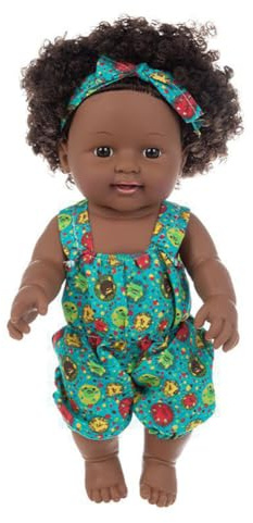 BYNYXI Schwarze Babypuppe, 12 Zoll Afrikanische Puppe für Kinder Spielpuppe weicher Körper Realistische Baby Puppe Schwarze Puppe mit Haaren Wiedergeborene Puppe Spielzeug für Kinder ab 18 Monaten