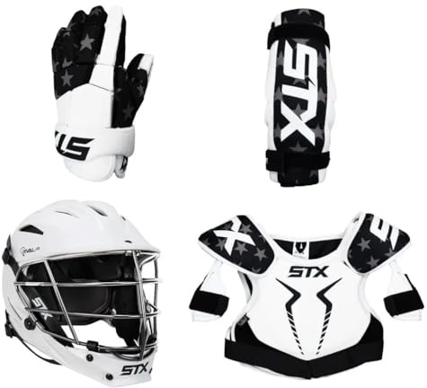 Lacrosse Unlimited 4-Piece STX Stallion 75 USA Youth Starter Set (MD) with STX Rival Jr. Helmet