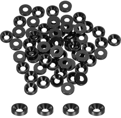 QUARKZMAN 60pz Rondelle Svasate M3, in Lega di Alluminio Anodizzato 8mm/0,31, Guarnizioni per Viti RC/FPV/PC/Drone/Accessori Meccanici Modello Part, Nero