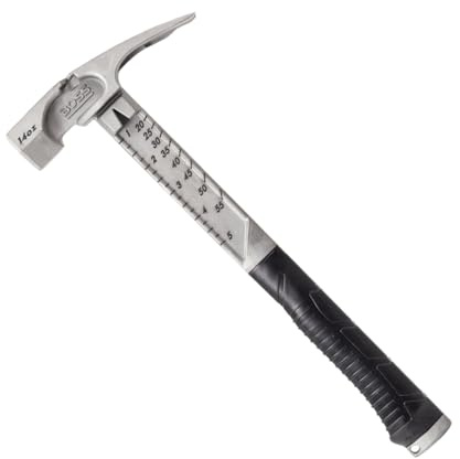 Boss Hammer Marteau Pro Plus en titane de 397 g – Qualité de construction Ti64, extracteur de clous latéraux, poignée 20 % plus épaisse, trou d'attache de 6,35 mm, face fraisée – Fabriqué aux