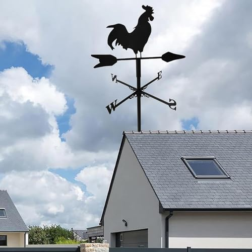 ATLION Girouette Coq pour Hangars Fer Maison Ferme Indicateur Direction du Vent Toits Cour Girouette ExtéRieure DéCoration Jardin Girouette RéTro pour Patio(C)